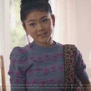 Kate Spade Floral Short Puff Sleeve Sweater